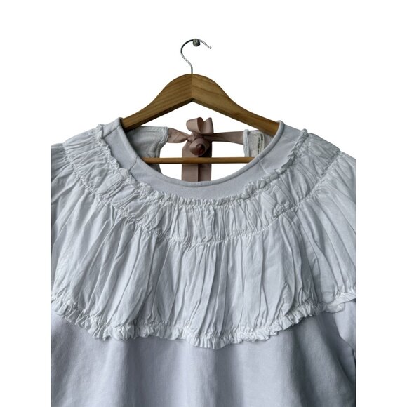 Anthropologie Womens Top XXS NWT Bow Ruffle Peasant Cottagecore Coquette Dainty - Picture 5 of 9
